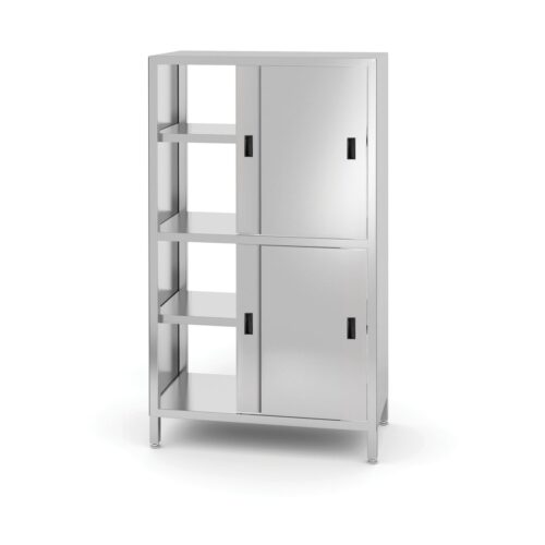 Atvira spinta su pertvara ir slankiojančiomis durimis – susukamas varžtais, HENDI, Kitchen Line, 800x500x(H)1800mm