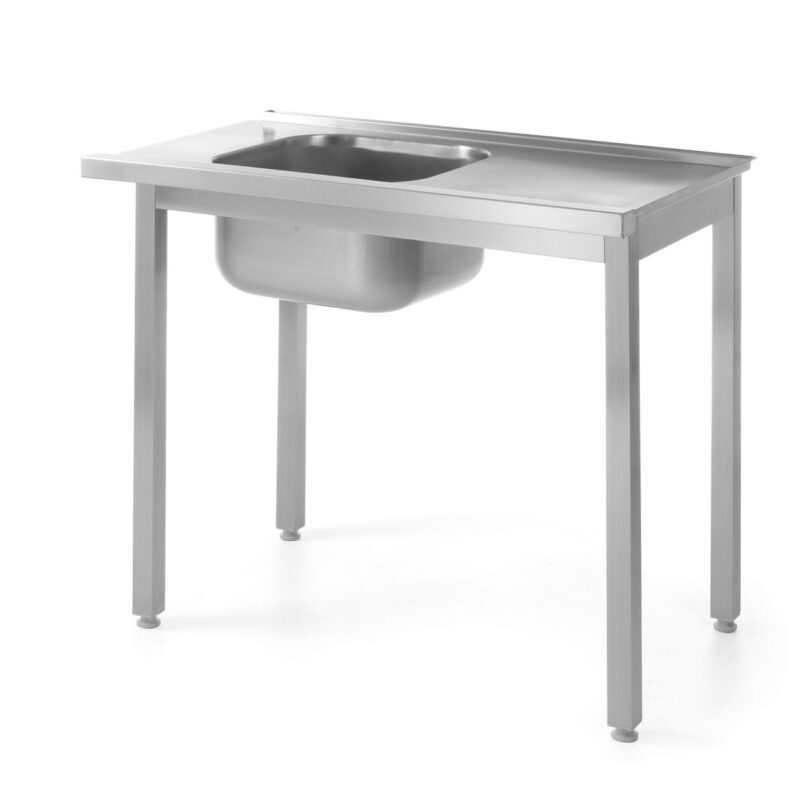 Stalas su kriaukle indaplovėms – susukamas varžtais, HENDI, Kitchen Line, 1000x600x(H)850mm