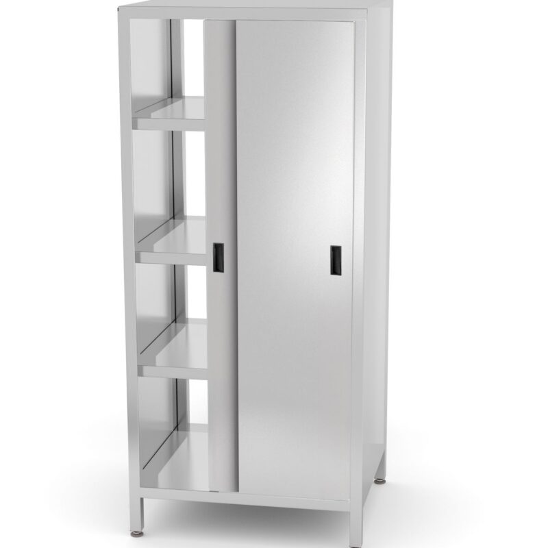 Atvira spinta su pertvara ir slankiojančiomis durimis – susukama varžtais, HENDI, Kitchen Line, 800x700x(H)1800mm