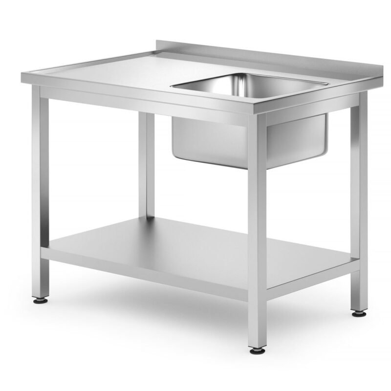 Stalas su kriaukle ir lentyna – susukamas varžtais, gylis 700 mm, HENDI, Profi Line, Dešinės pusės, 1000x700x(H)850mm