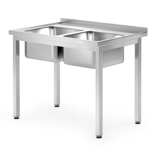 812952 Stalas su 2 kriauklėmis – susukamas varžtais, gylis 700 mm, HENDI, Profi Line, 1000x700x(H)850mm