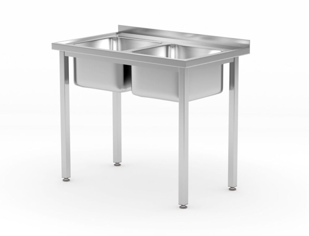 Stalas su 2 kriauklėmis – surenkamas, HENDI, Kitchen Line, dvi plautuvės, 1000x600x(H)850mm