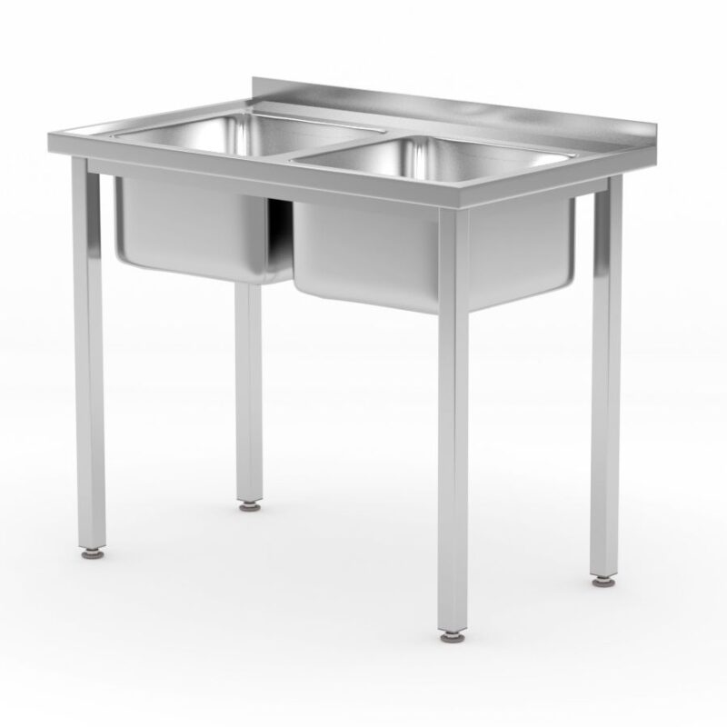 Stalas su 2 kriauklėmis – surenkamas, HENDI, Kitchen Line, dvi plautuvės, 1000x600x(H)850mm