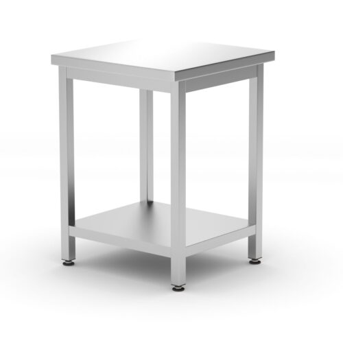 Centrinis darbo stalas su lentyna – surenkamas, gylis 600 mm, HENDI, Kitchen Line, 600x600x(H)850mm