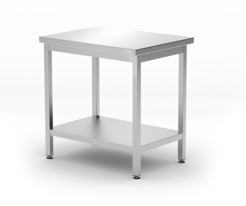 Centrinis darbo stalas su lentyna – surenkamas, gylis 600 mm, HENDI, Kitchen Line, 800x600x(H)850mm