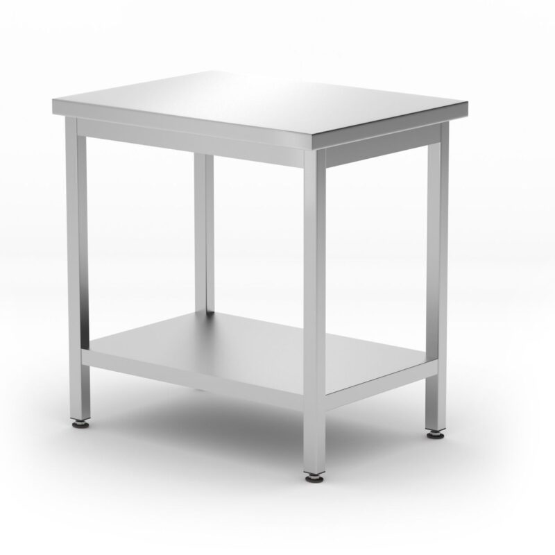 Centrinis darbo stalas su lentyna – surenkamas, gylis 600 mm, HENDI, Kitchen Line, 800x600x(H)850mm