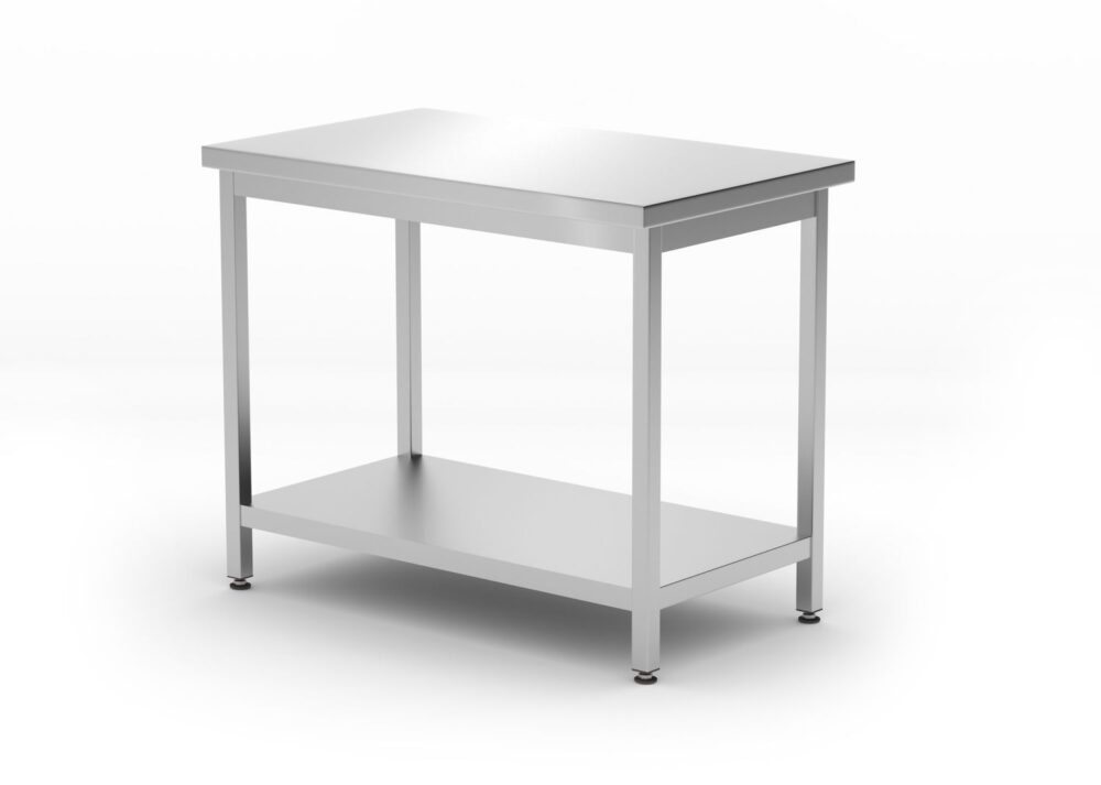 Centrinis darbo stalas su lentyna – surenkamas, gylis 600 mm, HENDI, Kitchen Line, 1000x600x(H)850mm