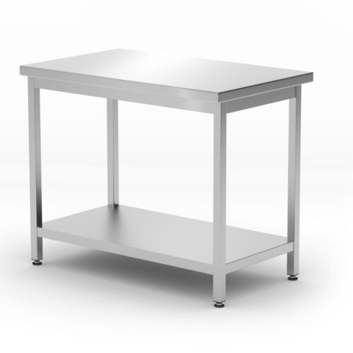 Centrinis darbo stalas su lentyna – surenkamas, gylis 600 mm, HENDI, Kitchen Line, 1000x600x(H)850mm