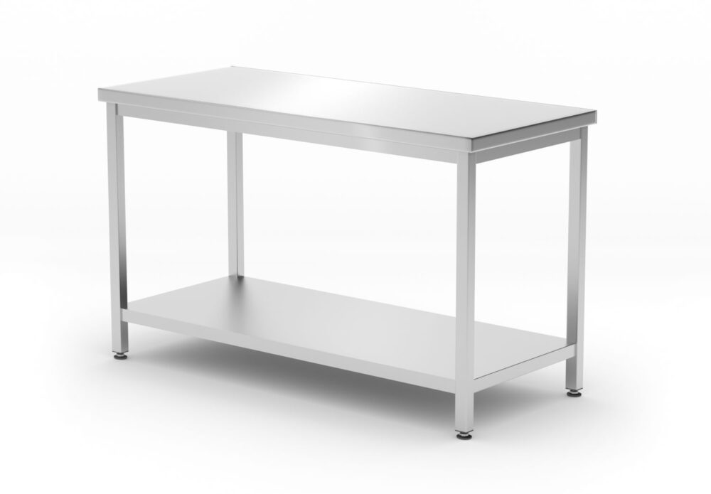 Centrinis darbo stalas su lentyna – surenkamas, gylis 600 mm, HENDI, Kitchen Line, 1200x600x(H)850mm