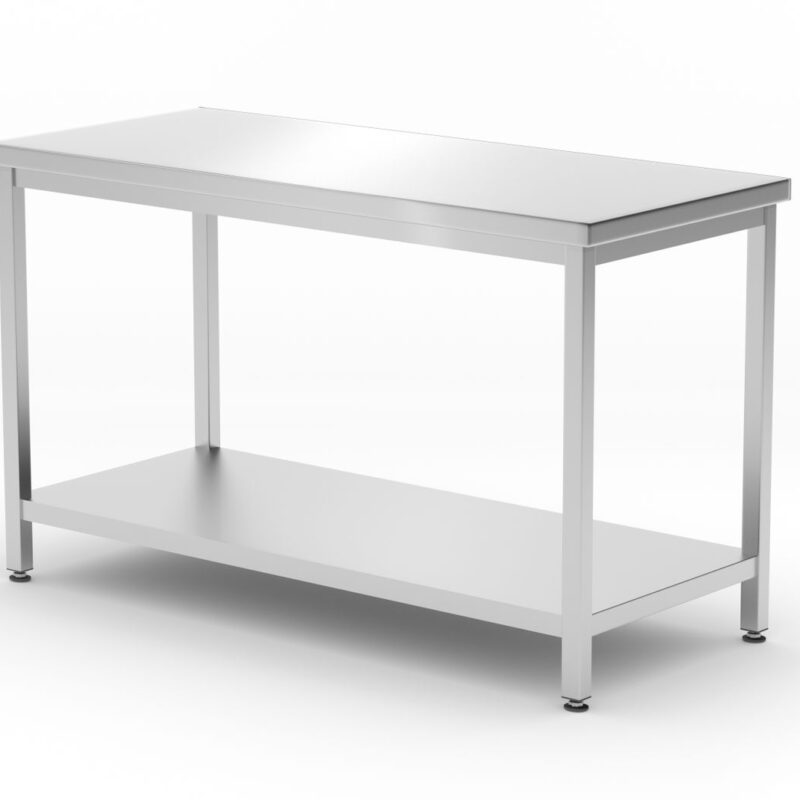 Centrinis darbo stalas su lentyna – surenkamas, gylis 600 mm, HENDI, Kitchen Line, 1200x600x(H)850mm