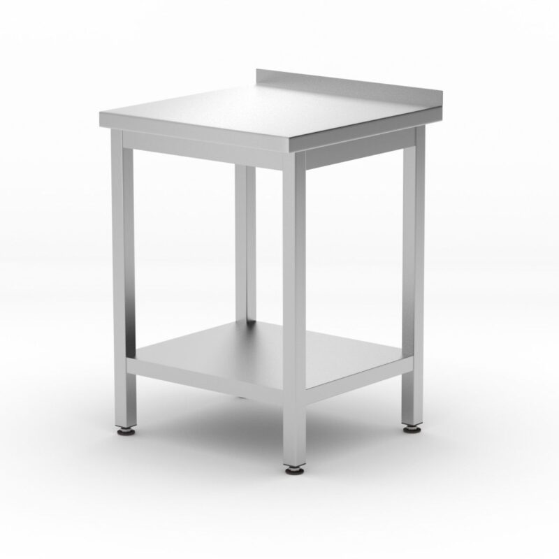 Sieninis stalas su lentyna – susukamas, gylis 600 mm, HENDI, Kitchen Line, 600x600x(H)850mm