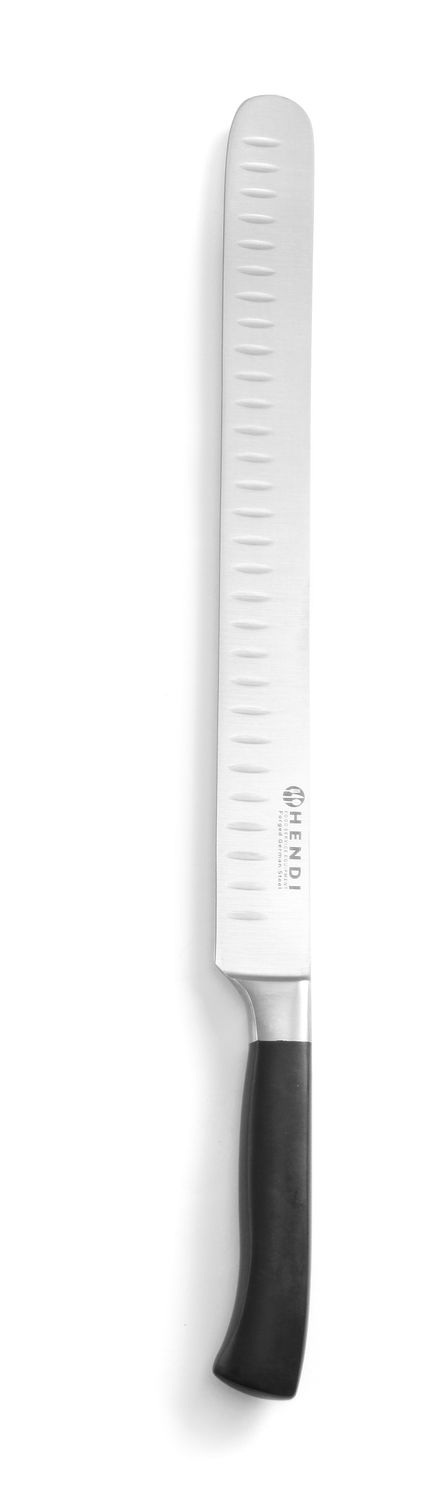Peilis kumpiui ir lašišai pjaustyti, HENDI, Profi Line, Su „Granton“ kraštu, Juodas, (L)430mm