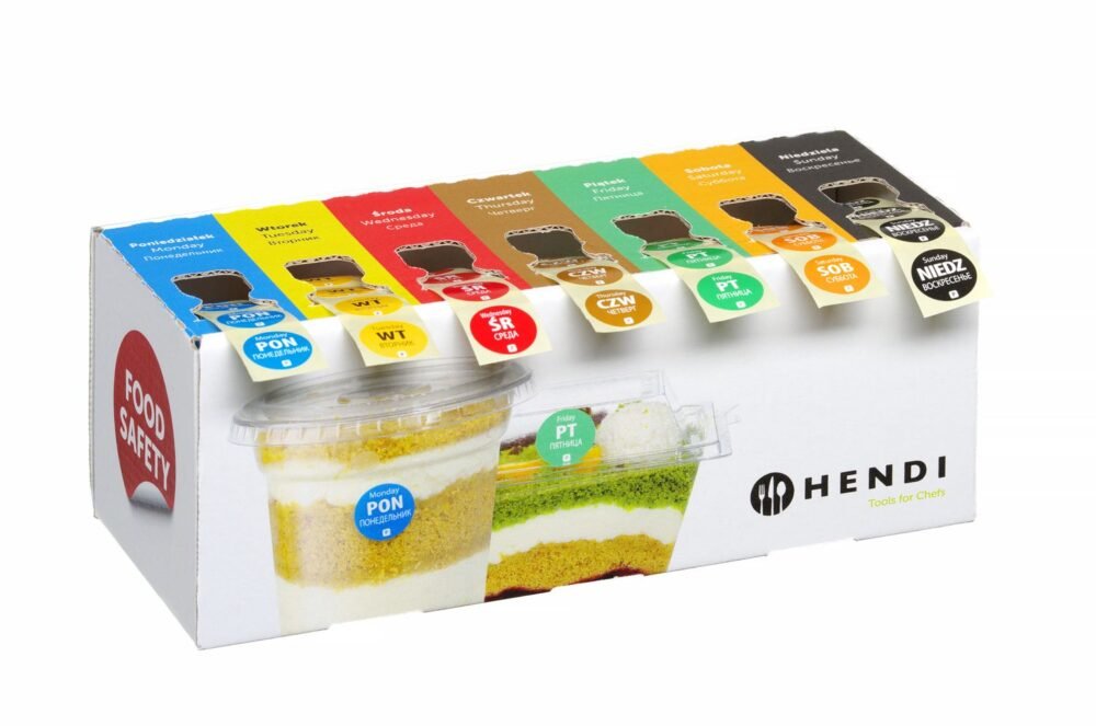 Food Safety vienkartinių etikečių rinkinys kiekvienai savaitės dienai su tiektuvu, HENDI, 240x80x(H)100mm