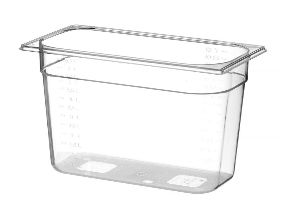 Gastronominė talpykla GN 1/3 iš polikarbonato, HENDI, Profi Line, GN 1/3, 7,8L, Permatomas, 325x176x(H)200mm