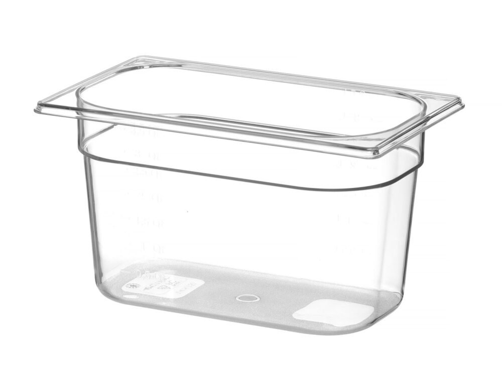 Talpykla GN 1/4 iš polikarbonato, HENDI, Profi Line, GN 1/4, 5,5L, Permatomas, 265x162x(H)200mm