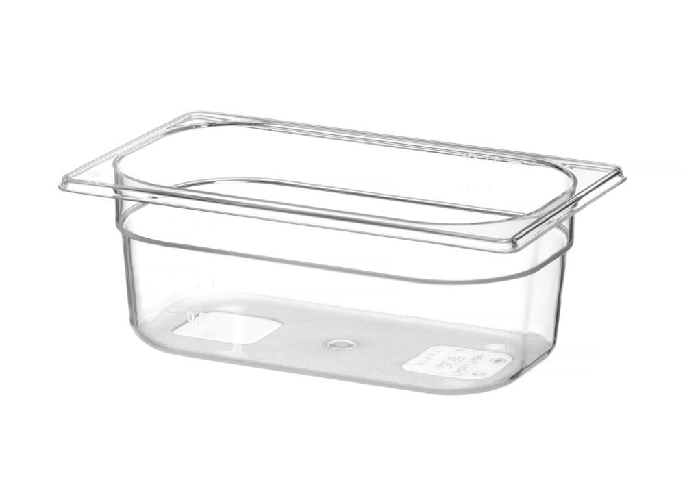 Talpykla GN 1/4 iš polikarbonato, HENDI, Profi Line, GN 1/4, 2,8L, Permatomas, 265x162x(H)100mm