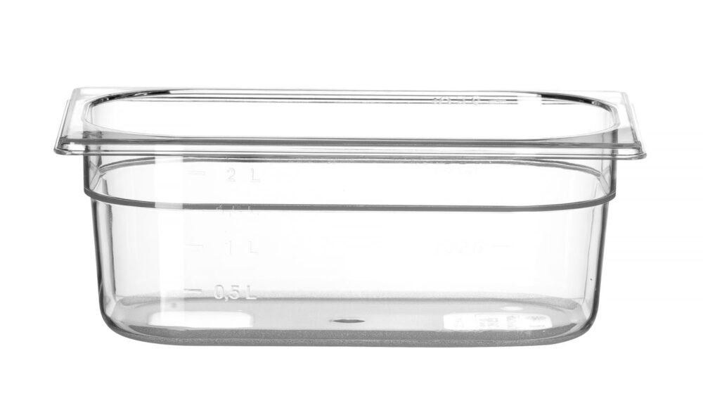 Talpykla GN 1/4 iš polikarbonato, HENDI, Profi Line, GN 1/4, 2,8L, Permatomas, 265x162x(H)100mm