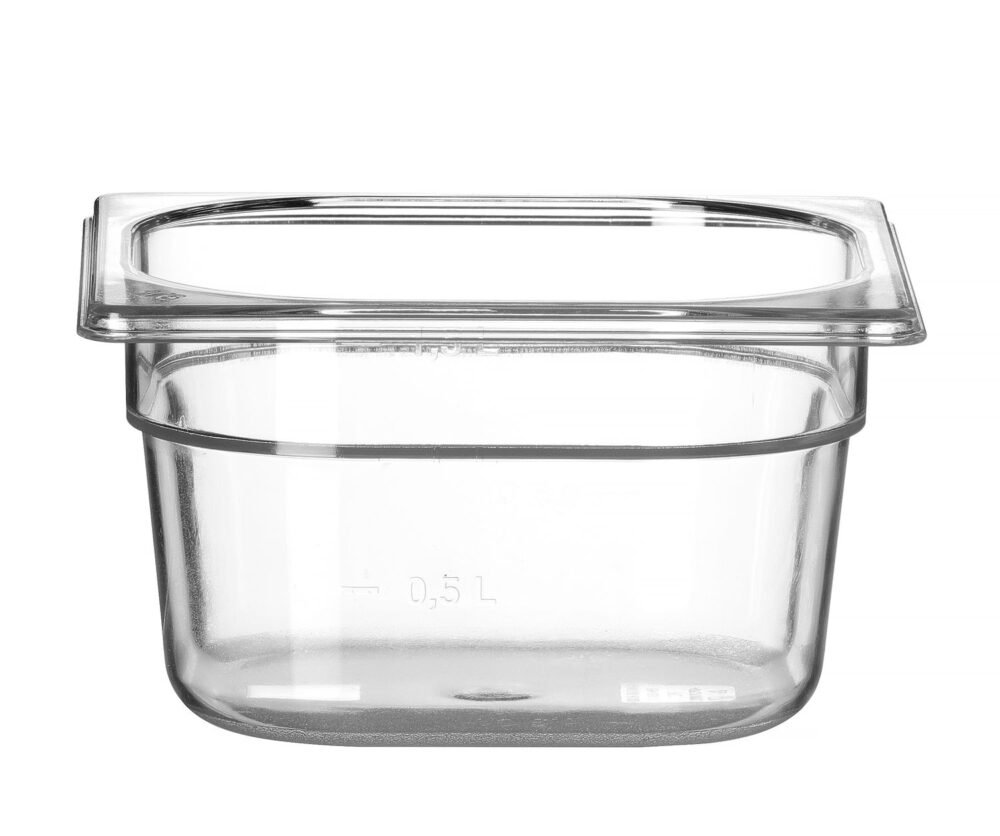 Talpykla GN 1/6 iš polikarbonato, HENDI, Profi Line, GN 1/6, 1,6L, Permatomas, 176x162x(H)100mm