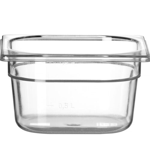 Talpykla GN 1/6 iš polikarbonato, HENDI, Profi Line, GN 1/6, 1,6L, Permatomas, 176x162x(H)100mm