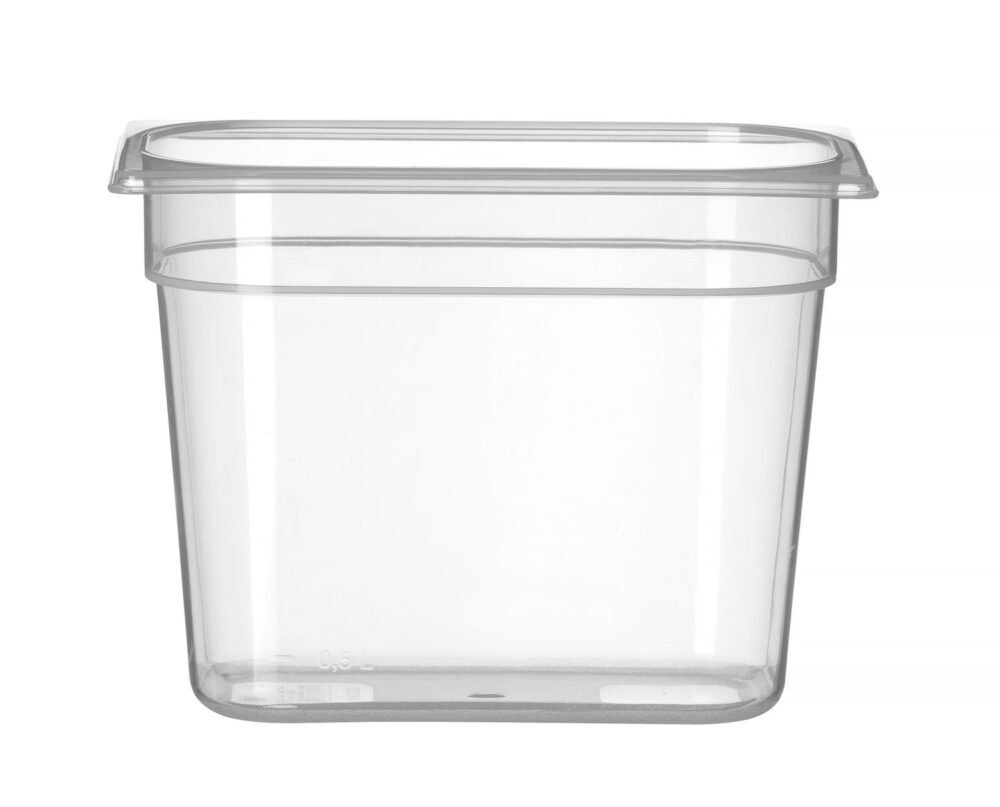 GN talpykla 1/4 Profi Line iš polipropileno, HENDI, Profi Line, GN 1/4, 5,5L, Permatomas, 265x162x(H)200mm