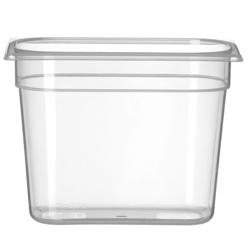 GN talpykla 1/4 Profi Line iš polipropileno, HENDI, Profi Line, GN 1/4, 5,5L, Permatomas, 265x162x(H)200mm