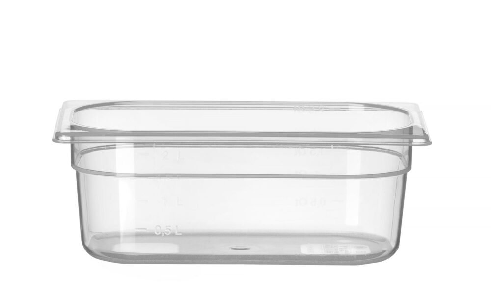 GN talpykla 1/4 Profi Line iš polipropileno, HENDI, Profi Line, GN 1/4, 2,8L, Permatomas, 265x162x(H)100mm