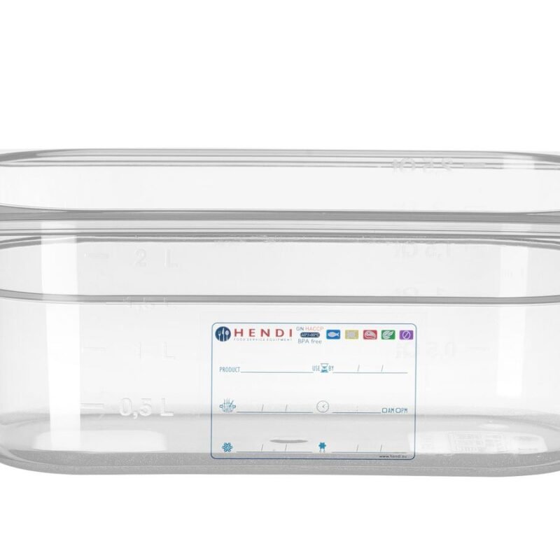 GN talpykla 1/4 RVASVT, HENDI, GN 1/4, 2,8L, Permatomas, 265x162x(H)100mm