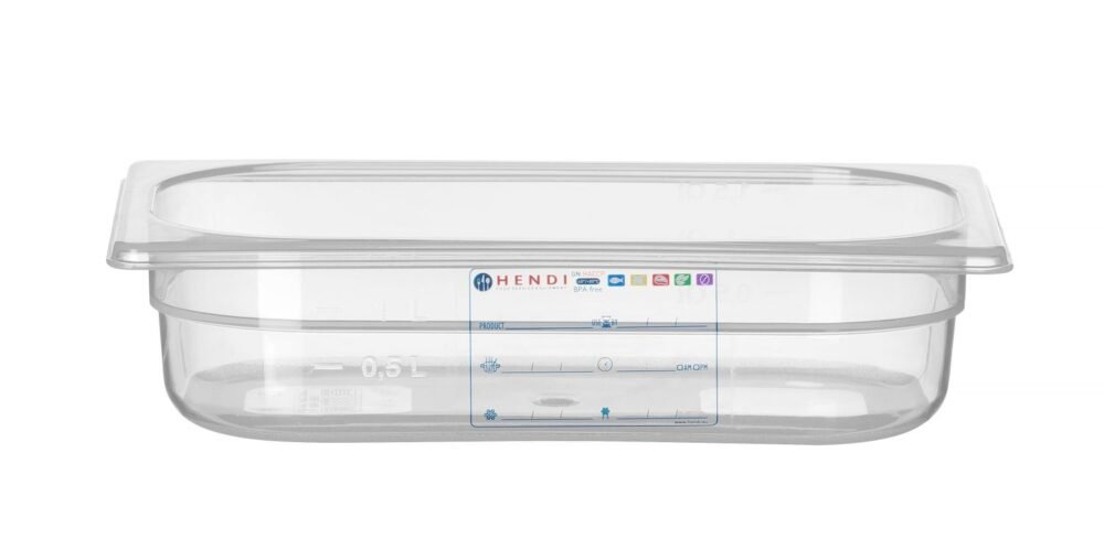 GN talpykla 1/4 RVASVT, HENDI, GN 1/4, 1,8L, Permatomas, 265x162x(H)65mm