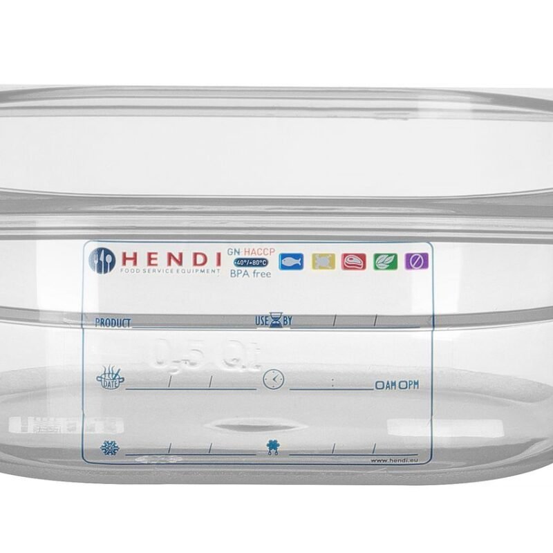 GN talpykla 1/6 RVASVT, HENDI, GN 1/6, 1L, Permatomas, 176x162x(H)65mm