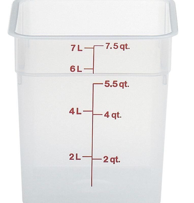 Skaidrus polipropileninis konteineris maistui CamSquare, Cambro, 7,6L, Permatomas, 215x215x(H)230mm