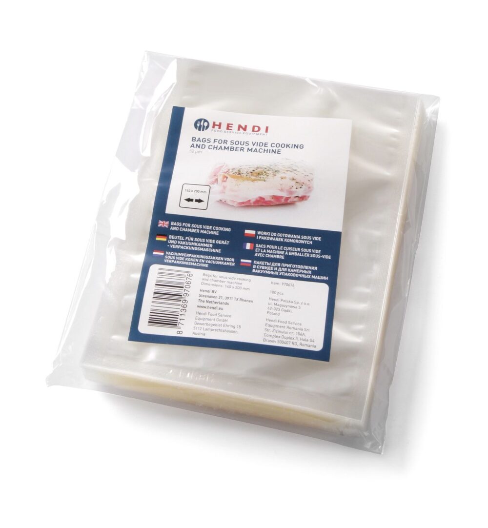 Paketai kamerinėms vakuuminėms pakavimo mašinoms ir gaminimui Sous-vide, HENDI, 100 vnt., 150x200mm