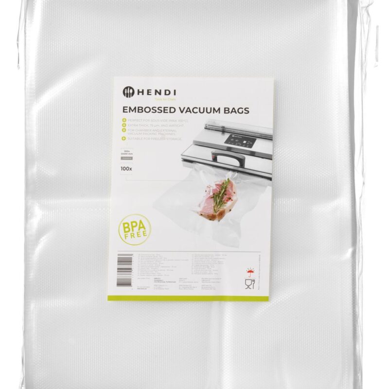Gofruoti maišeliai sous vide gaminimui, bekamerėms ir vakuuminėms pakavimo mašinoms, HENDI, 100 vnt., 300x400mm