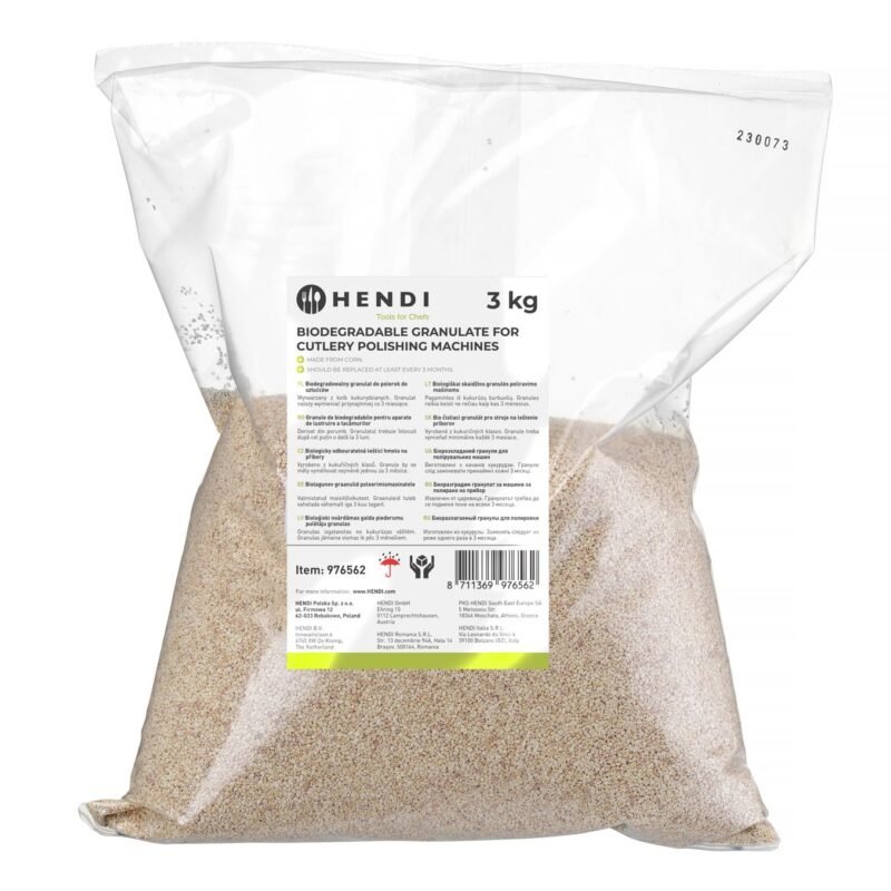 Stalo įrankių biologiškai skaidžios poliravimo granulės, HENDI, poliravimo granulės Rental 3 kg