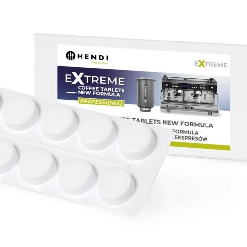 Naujos formulės Extreme Coffee tablets, profesionalus kavos mašinų valymo agentas, HENDI, 10 tablečių lapelis
