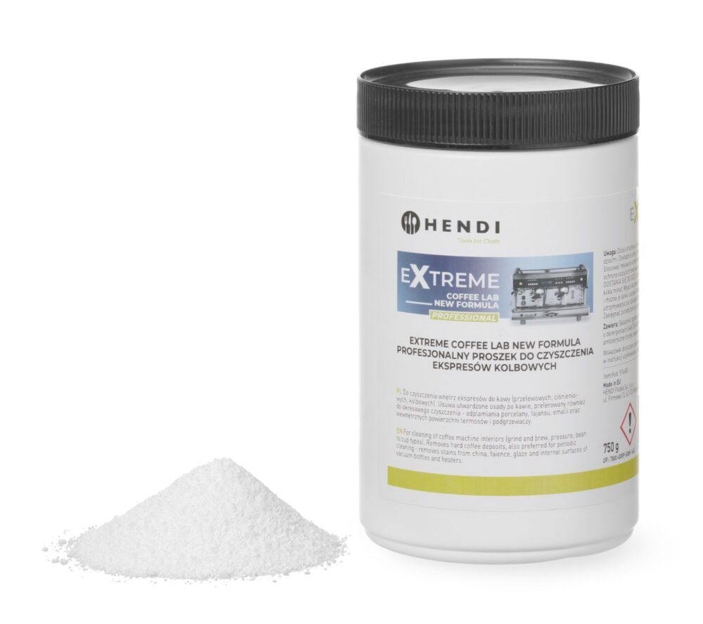 Naujos formulės Extreme Coffee Lab, profesionalūs valymo milteliai kavos mašinoms, HENDI, 0,75 kg