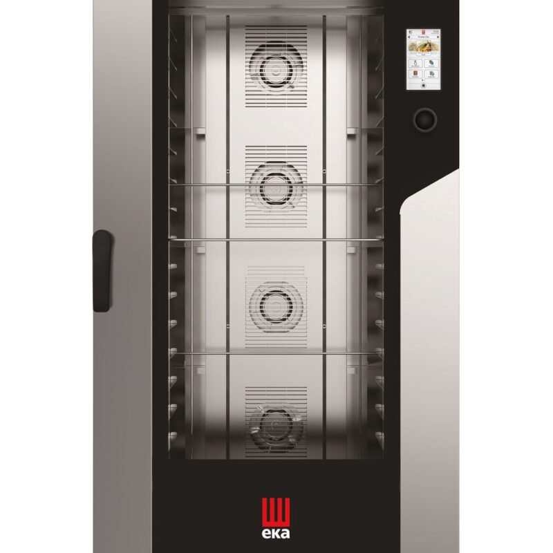Konvekcinė garų krosnelė „Millennial Touch Screen Bakery“ su automatine plovimo sistema, 16 × 600 × 400 mm – su elektroniniu valdymu, elektrinė, Tecnoeka, 400V/31000W, 930x1035x(H)1900mm