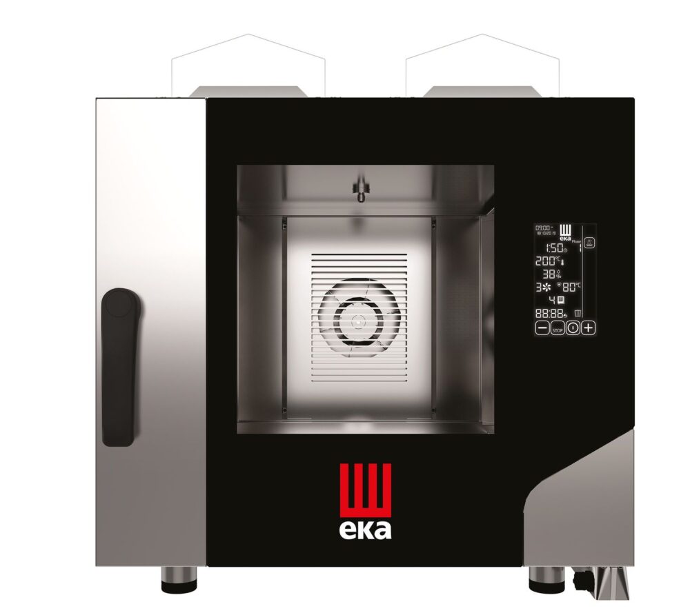 Konvekcinė garų krosnelė „Millennial Black Mask Gastro“, 5 × GN 1/1 – su elektroniniu valdymu, dujinė, Tecnoeka, 230V/300W, 9300kW, 730x849x(H)801mm