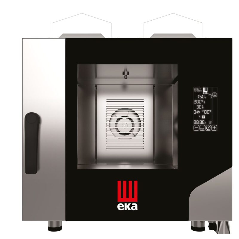 Konvekcinė garų krosnelė „Millennial Black Mask Gastro“, 5 × GN 1/1 – su elektroniniu valdymu, dujinė, Tecnoeka, 230V/300W, 9300kW, 730x849x(H)801mm