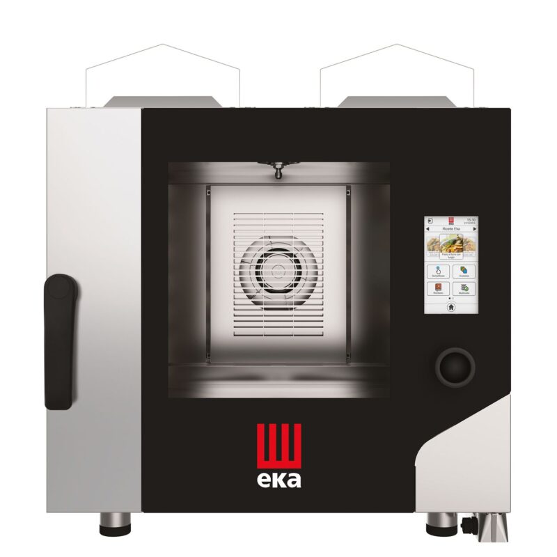 Konvekcinė garų krosnelė „Millennial Touch Screen Gastro“ su automatine plovimo sistema, 5 × GN 1/1 – su elektroniniu valdymu, dujinė, Tecnoeka, 230V/300W, 9300kW, 730x850x(H)800mm