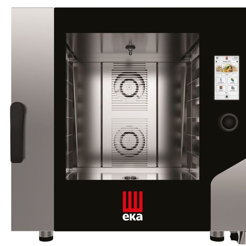 Konvekcinė garų krosnelė „Millennial Touch Screen Bakery“ su automatine plovimo sistema, 6 × 600 × 400 mm – su elektroniniu valdymu, elektrinė, Tecnoeka, 400V/11400W, 850x1035x(H)850mm