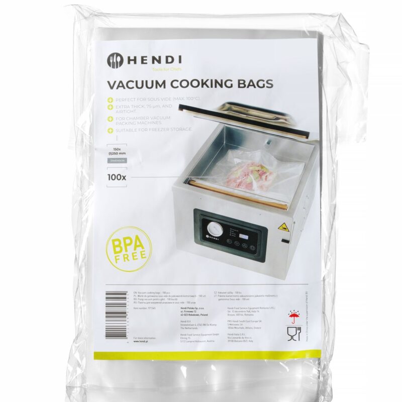 Paketai kamerinėms vakuuminėms pakavimo mašinoms ir gaminimui Sous-vide, HENDI, 100 vnt., 150x250mm