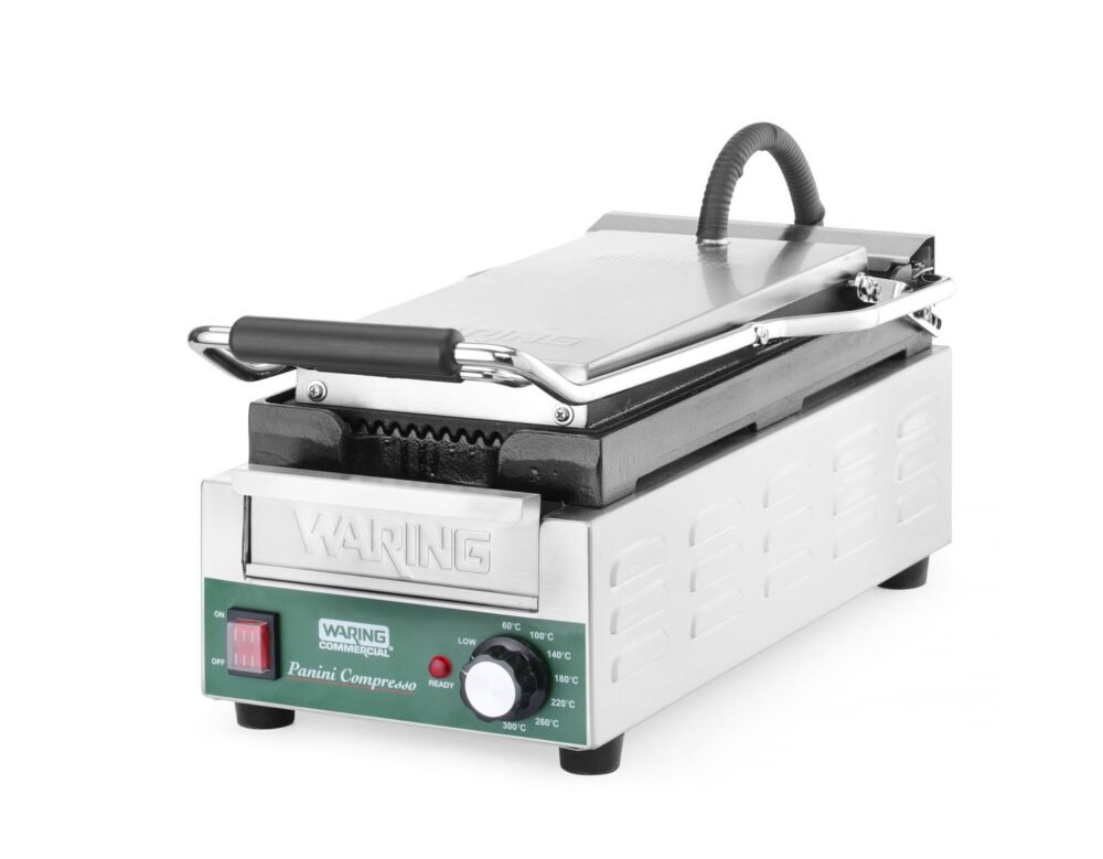 WPG200E_OBW_2024_01_IMGP9469 Kontaktinis grilis Panini Compresso Slimline, Waring, 220-240V/1800W, 317x596x(H)260mm