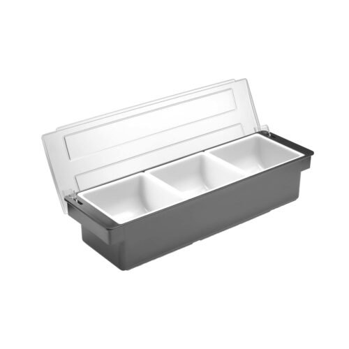 Barmeno dėžutė gėrimų priedams – 3 įdėklai, BarUp, Juodas, 480x150x(H)100mm