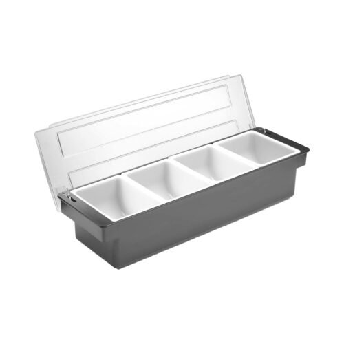 Barmeno dėžutė gėrimų priedams – 4 įdėklai, BarUp, 480x150x(H)100mm