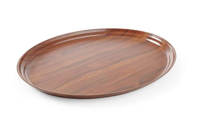 Laminuotas serviravimo padėklas, neslystantis, ovalus, AmerBox, Raudonmedis, 230x160mm