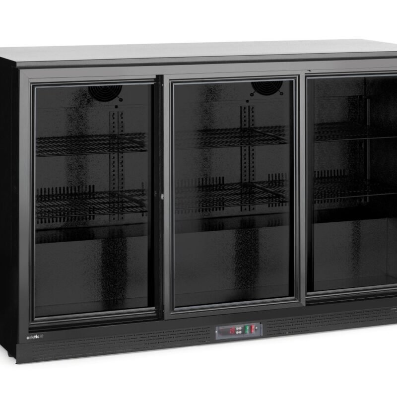 Trejų stumdomų durų baro šaldytuvas , Arktic, 308L, Juodas, 220-240V/160W, 1350x520x(H)865mm