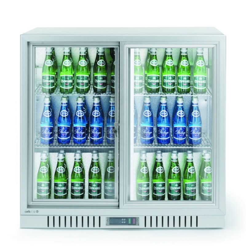 Dvejų stumdomų durų baro šaldytuvas, Arktic, 150L, Sidabro, 220-240V/160W, 900x520x(H)840mm