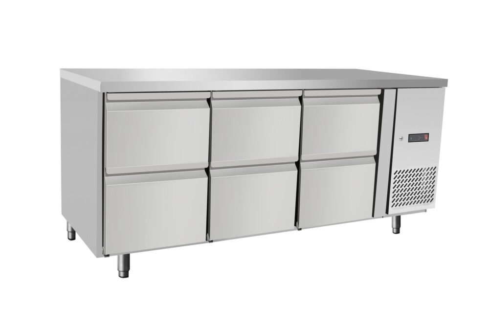 Šaldomas stalas su 6 stalčiais, Arktic, 420L, 230V/400W, 1795x700x(H)879mm