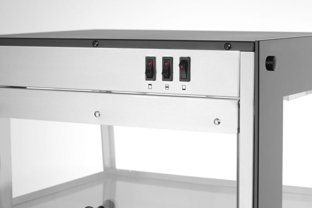 Šildoma vitrina su 3 lentynom, HENDI, Juodas, 220-240V/500W, 472x447x(H)775mm