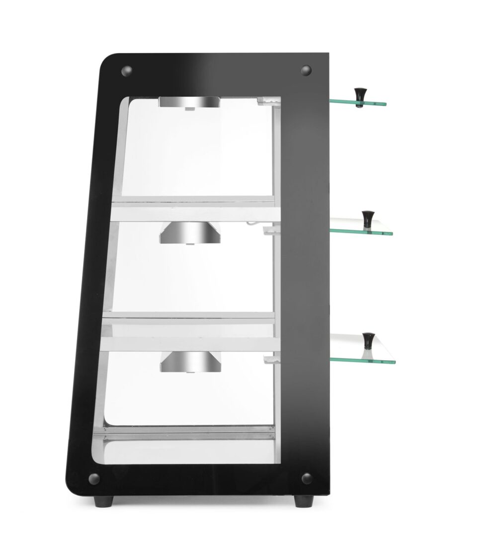Šildoma vitrina su 3 lentynom, HENDI, Juodas, 220-240V/500W, 472x447x(H)775mm
